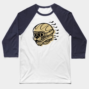 Cat head fast riding with helmet Baseball T-Shirt